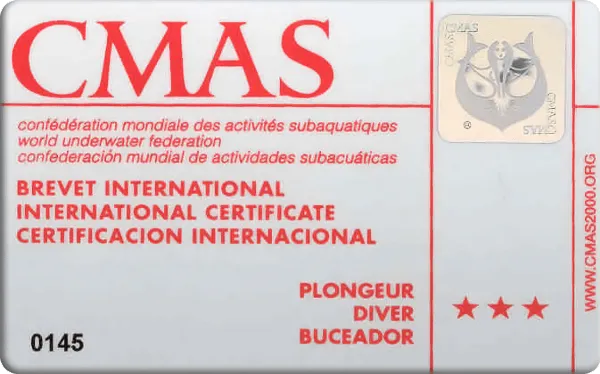 CMAS dive certificate