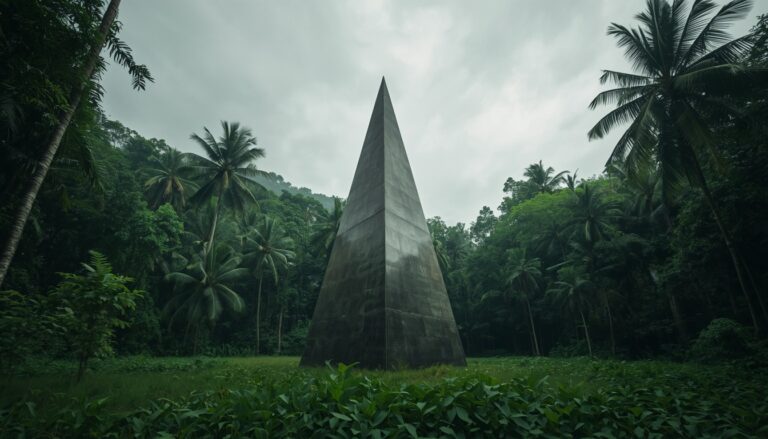 A Golod pyramid structure in a clearing at Valle del Lunarejo National Park, Uruguay, Peter Mican's outdoor research pyramid