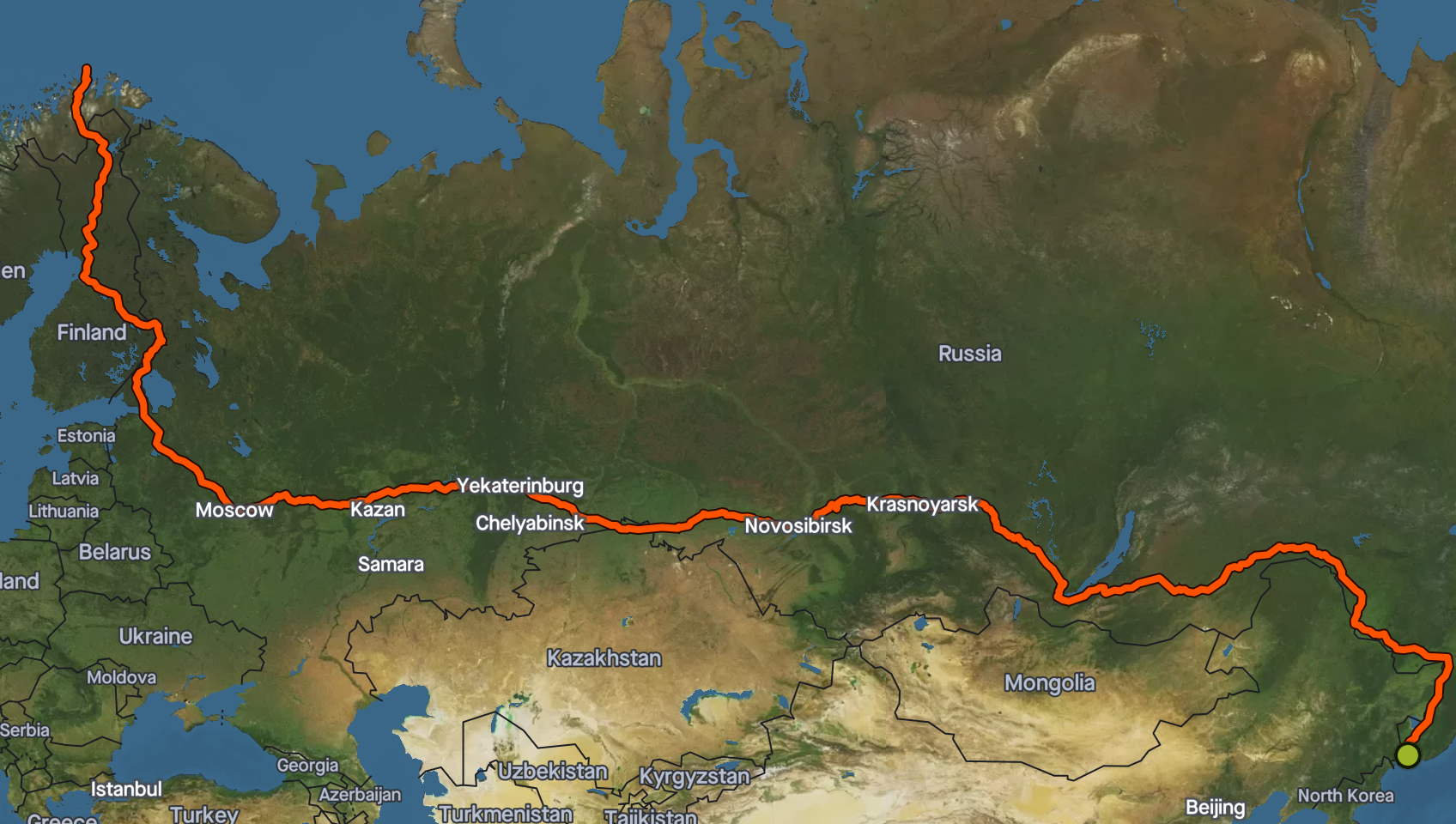 World Cycle Tour map
